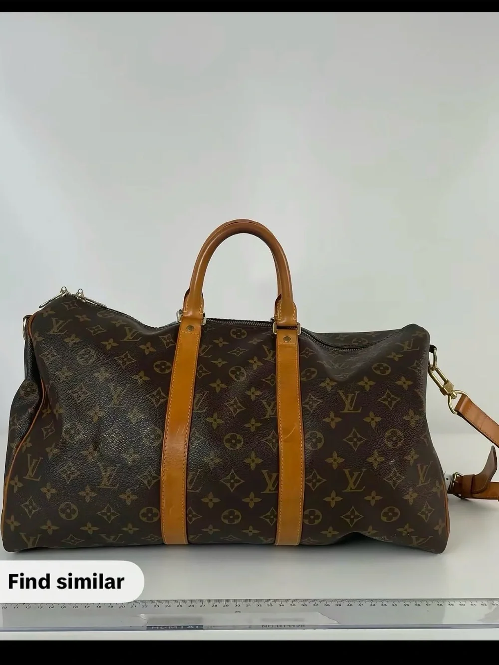 Louis Vuitton Monogram Canvas Travel Duffel with Tan Leather Trim size 50cm